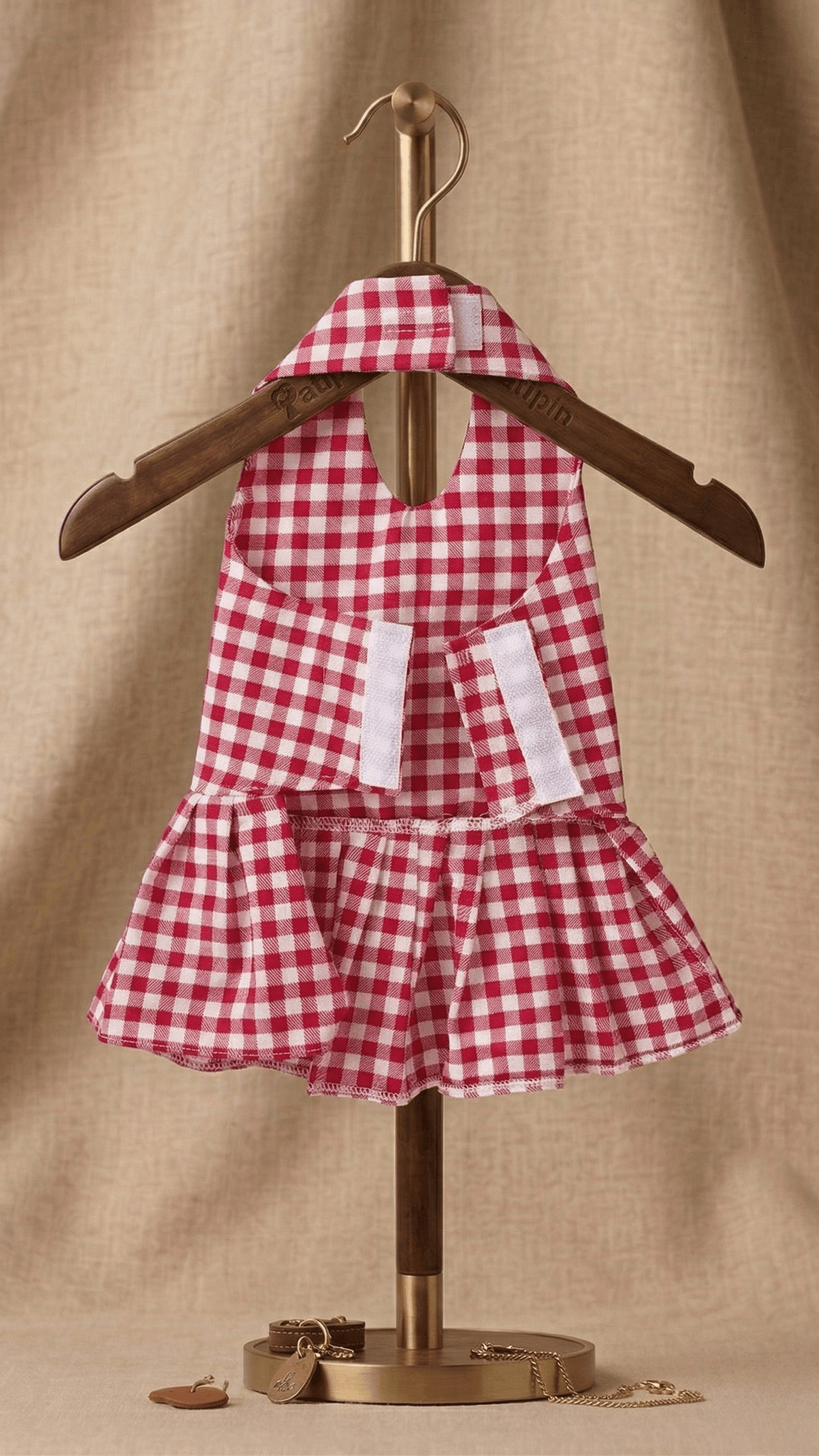 Kırmızı Beyaz Kareli Elbise Evcil Hayvan Atleti - Görsel 2